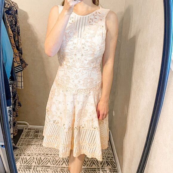 Jonathan Simkhai A-Line Lace Mini Dress Peach - Picture 1 of 8